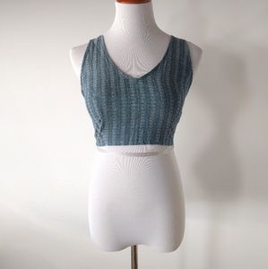 ❎ *Sold* Blue Chambray Cut Out Crop Top